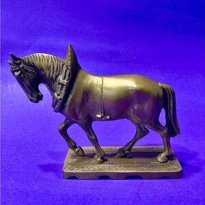 Vtg. Brass Draft Horse Figurine
